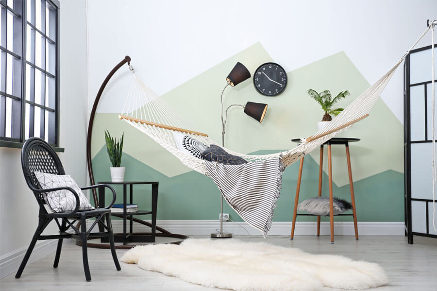 Minimalist Room decor with a hammock 