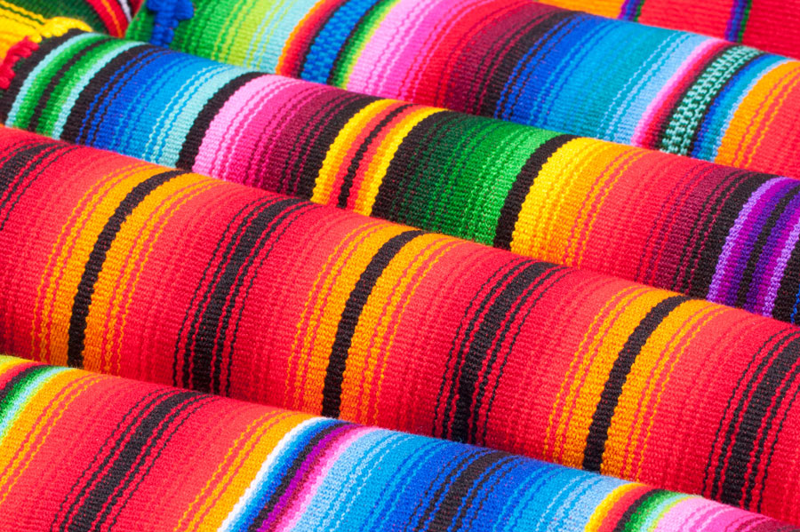 Textured, colourful hammock fabric.