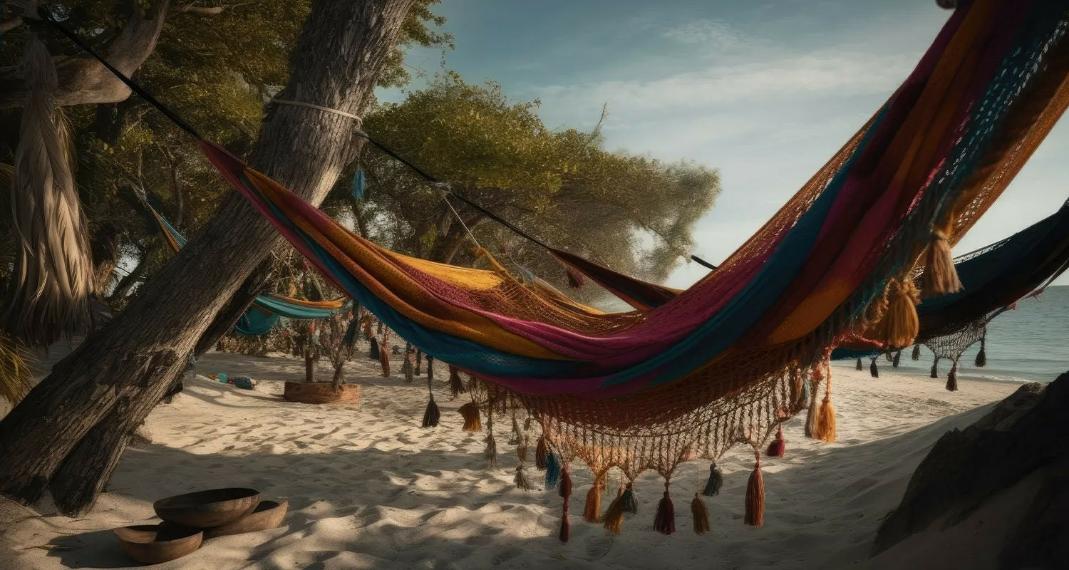 colourful hammock on an exotic island beach