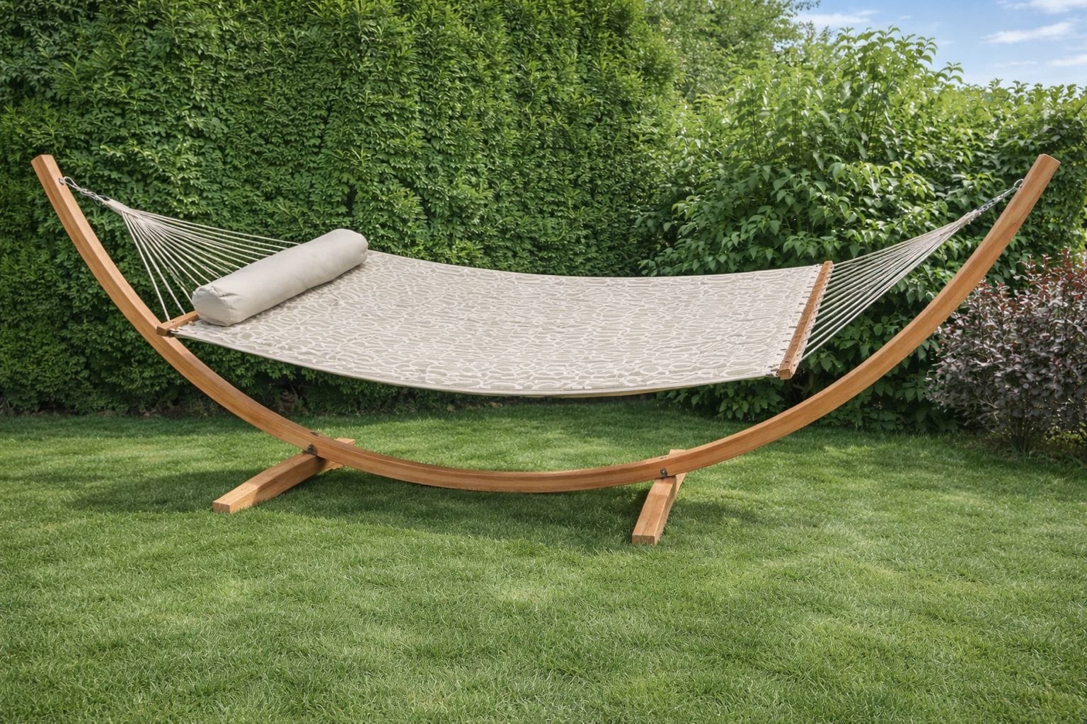 Hammock Universe Canada Premium Eucalyptus Wood Hammock Stand and Deluxe Quilted Hammock country-beige 642135811955 E-HS+QHD-COUNTRY