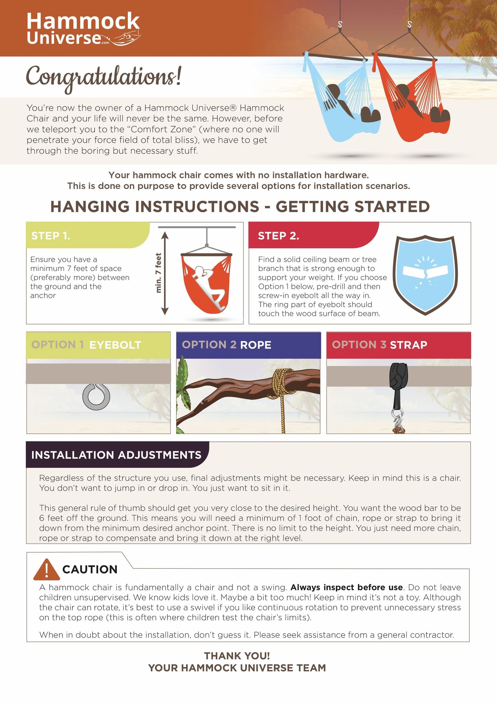 Hammock Universe Canada Colombian Hammock Hanging Chair - Deluxe