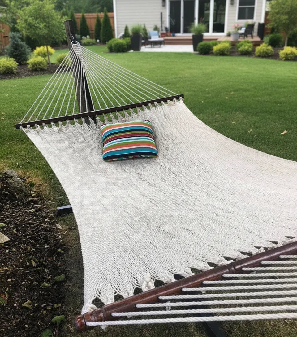 Hammock Universe Canada Polyester Rope Hammock - Soft-Woven Deluxe 50703-Cream+15TBSB-bundle
