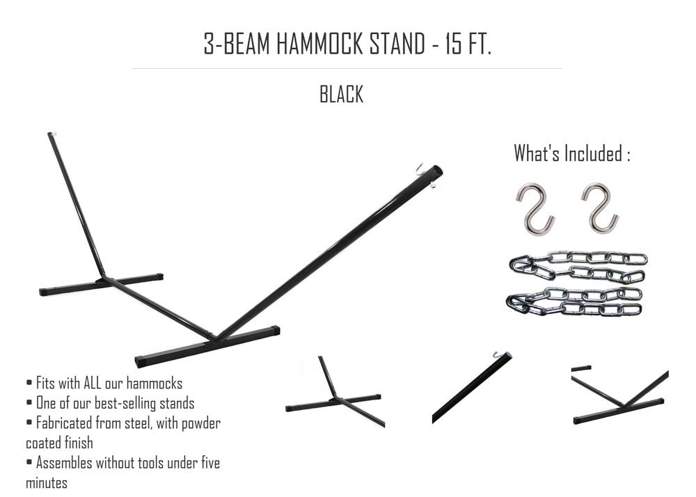 Hammock Universe Canada Deluxe Quilted Hammock with 3-Beam Stand QHD-BWP+15TBSB,QHD-GBGW+15TBSB,QHD-COUNTRY+15TBSB,QHD-CAROLINA+15TBSB
