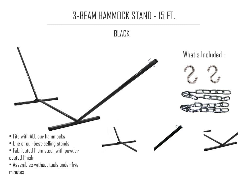 Hammock Universe Canada 3-Beam Hammock Stand - 15 ft. USED black 15TBSB-AS-IS-FINAL-SALE