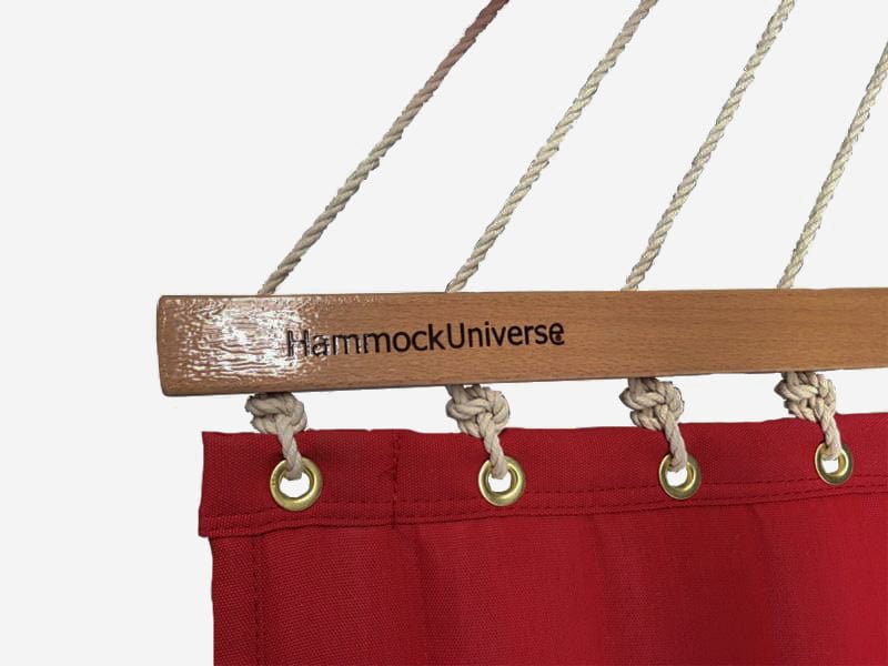 Hammock Universe Canada Olefin Double Quilted Hammock with Matching Pillow and Eco-Friendly Bamboo Stand