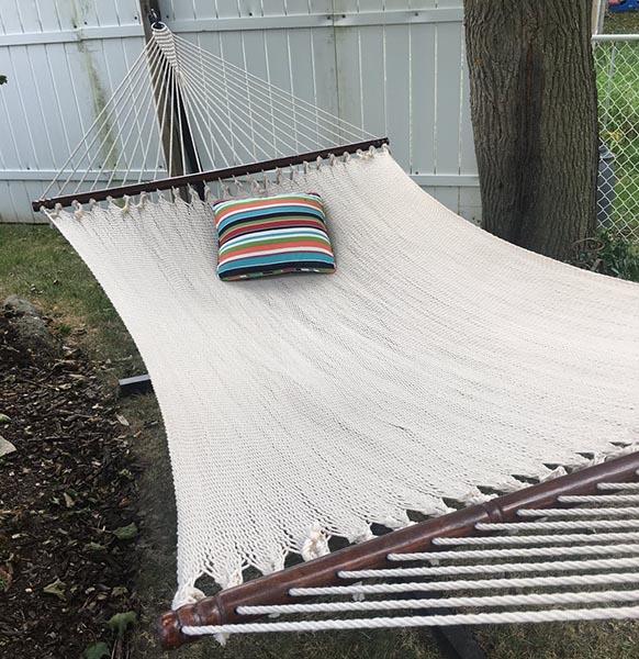 Deluxe Polyester Rope Hammock with Wicker Stand - Hammock Universe Canada