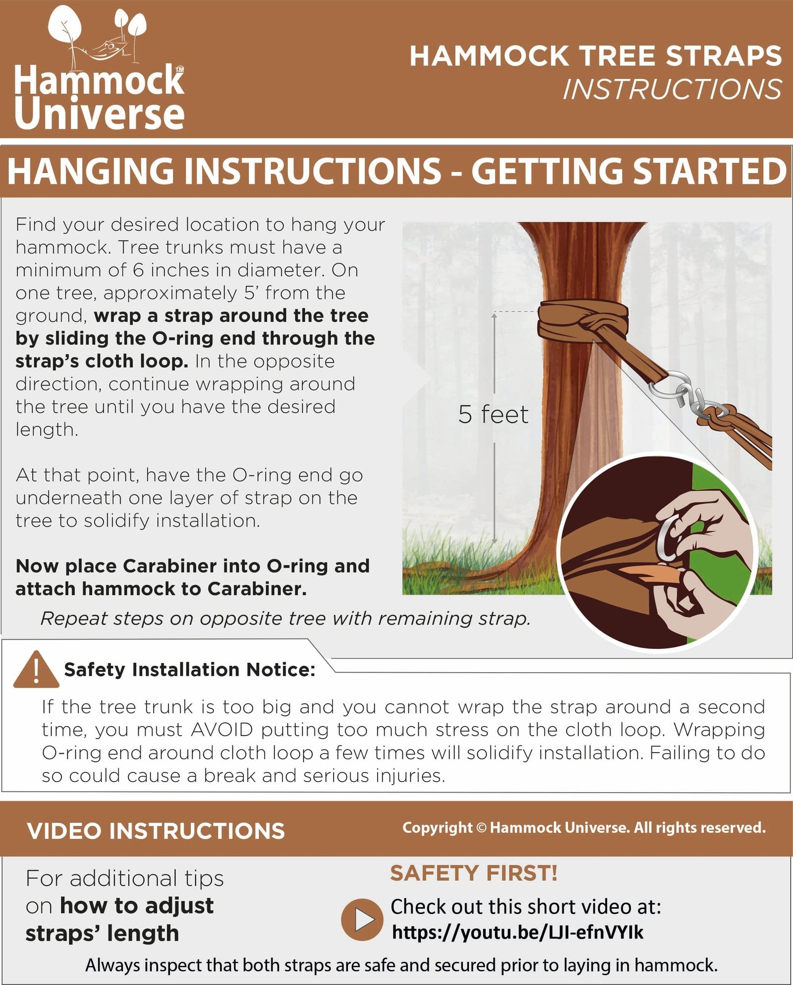 Hammock Universe Canada Eco-Friendly Hammock Tree Straps with Heavy Duty Carabiners black 799475615634 HTS-B