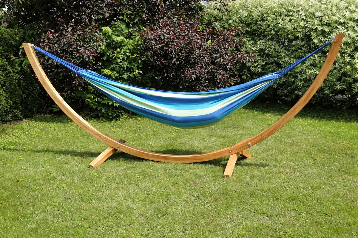 Hammock Universe Canada Premium Eucalyptus Wood Hammock Stand and Brazilian Deluxe Double Hammock rio 642135812112 E-HS+20138