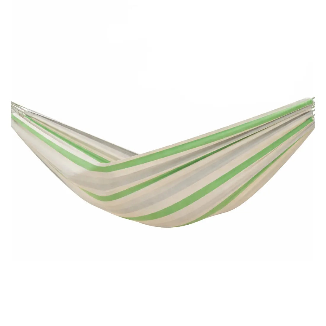 Green and beige striped hammock on a white background 20193