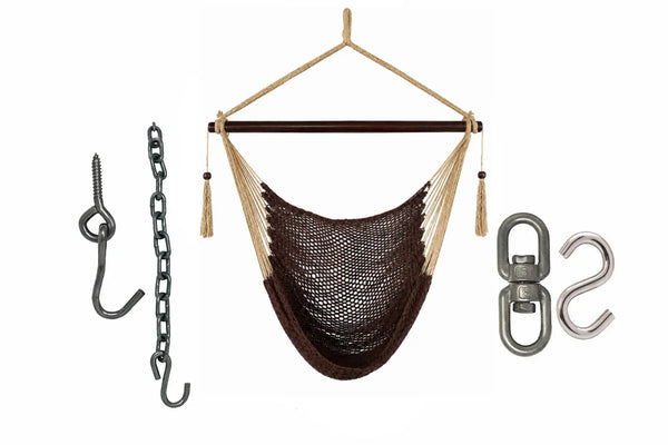 Ultimate Mayan Hammock Chair Hanging Set with 360° Swivel & Hardware