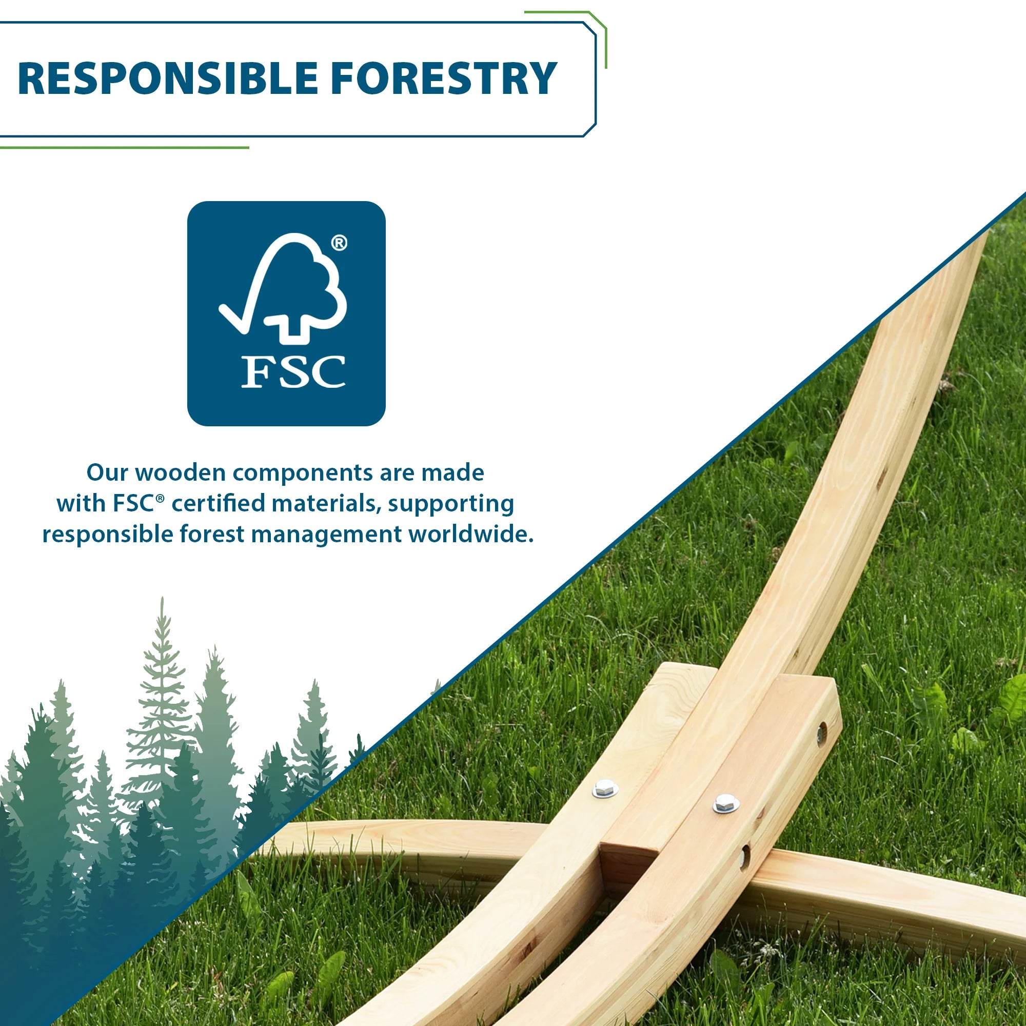 15 ft Solid Pine Wood Hammock Stand
