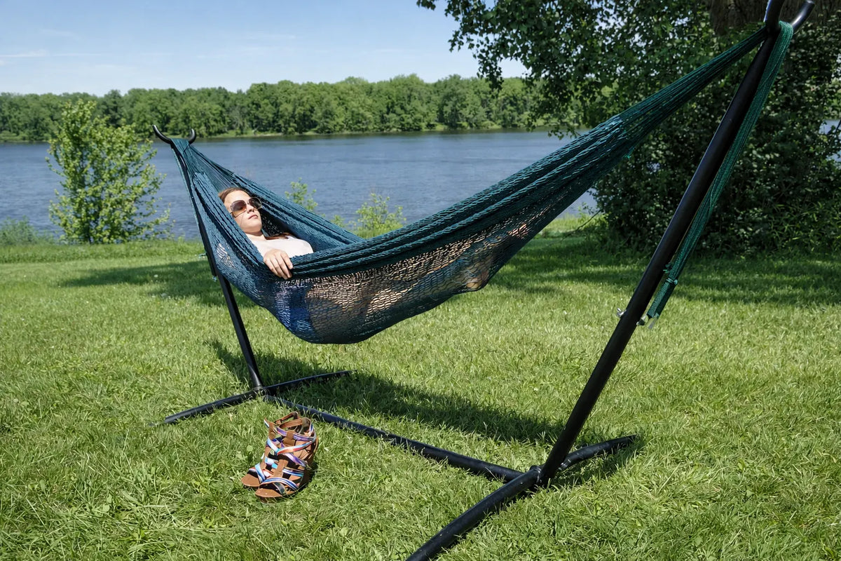 String Rope Hammock Traditional Rope Mesh Hammocks with Stands | Outdoor Hammock Sets ...