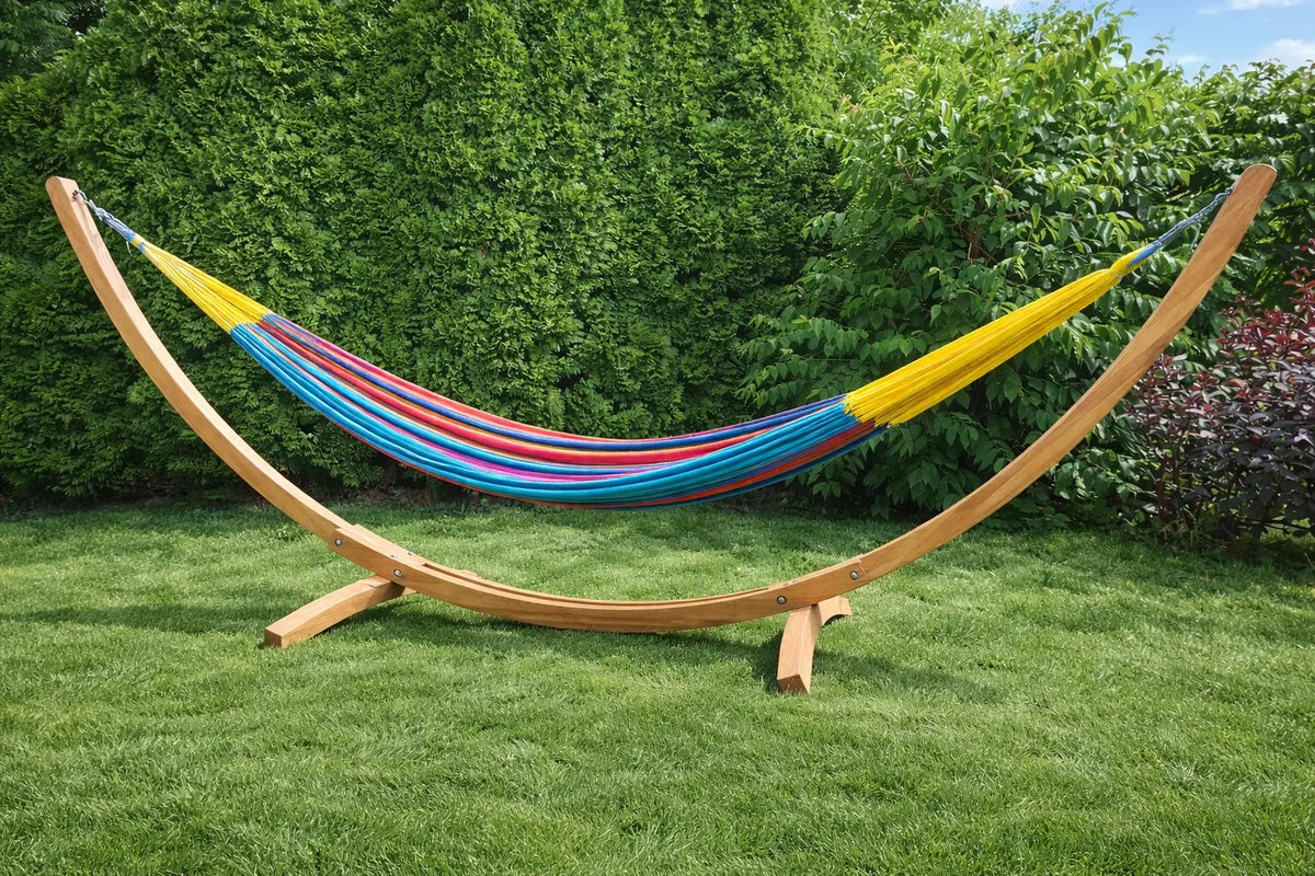 Hammock Universe Canada Premium Eucalyptus Wood Hammock Stand and XL Mayan Hammock hot-colors 642135812082 E-HS+#24-MHXLTC-H