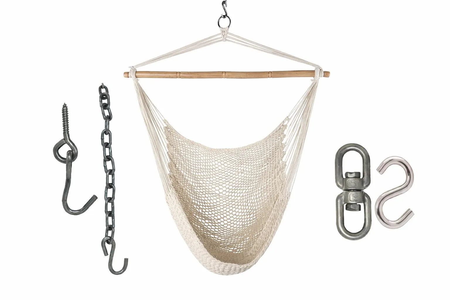 Hammock Universe Canada Canada Ultimate Mayan Hammock Chair Hanging Set with 360° Swivel & Hardware natural 642135811856 81022.01-KIT