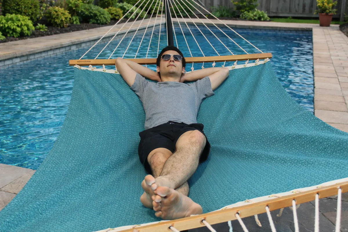 Hammock Universe Canada Poolside | Lake Hammock with 3-Beam Stand light-blue-patterns 794604045603 PLH-LB+15TBSB