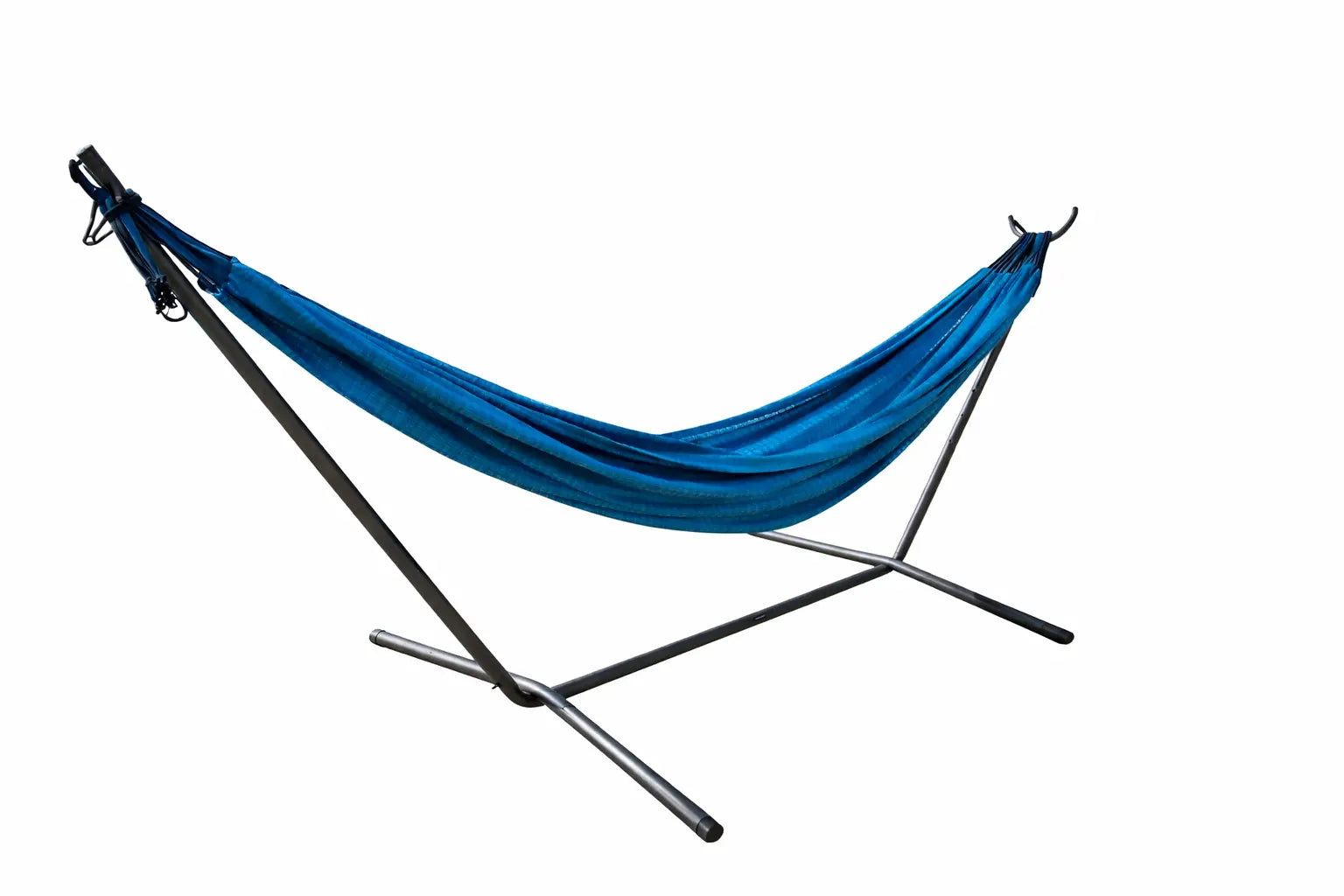 Blue hammock on a stand against a white background 20190+75121