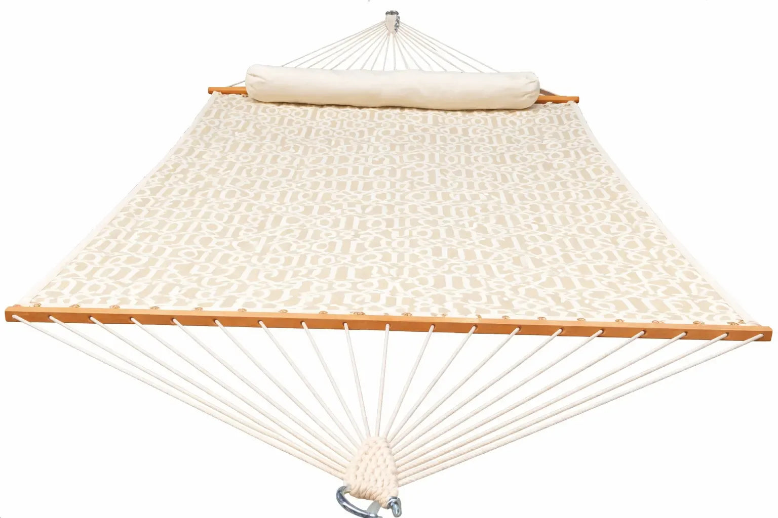 Beige hammock with wooden frame on a white background   QHD-COUNTRY