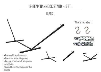 Hammock Universe Canada Olefin Double Quilted Hammock with Matching Pillow with 3-Beam Stand