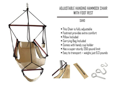 Hammock Universe Canada Adjustable Hanging Hammock Chair with Foot Rest