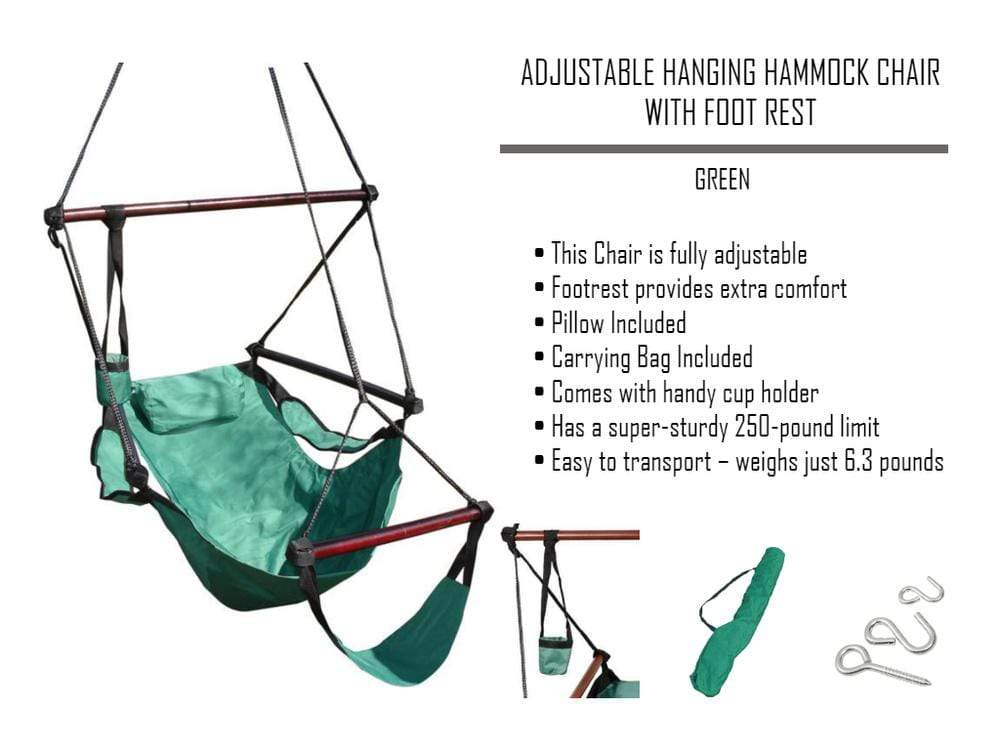 Hammock Universe Canada Adjustable Hanging Hammock Chair with Foot Rest
