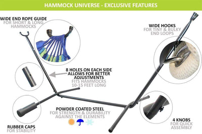 Hammock Universe Canada Premium Brazilian Style Double Hammock with Universal Stand