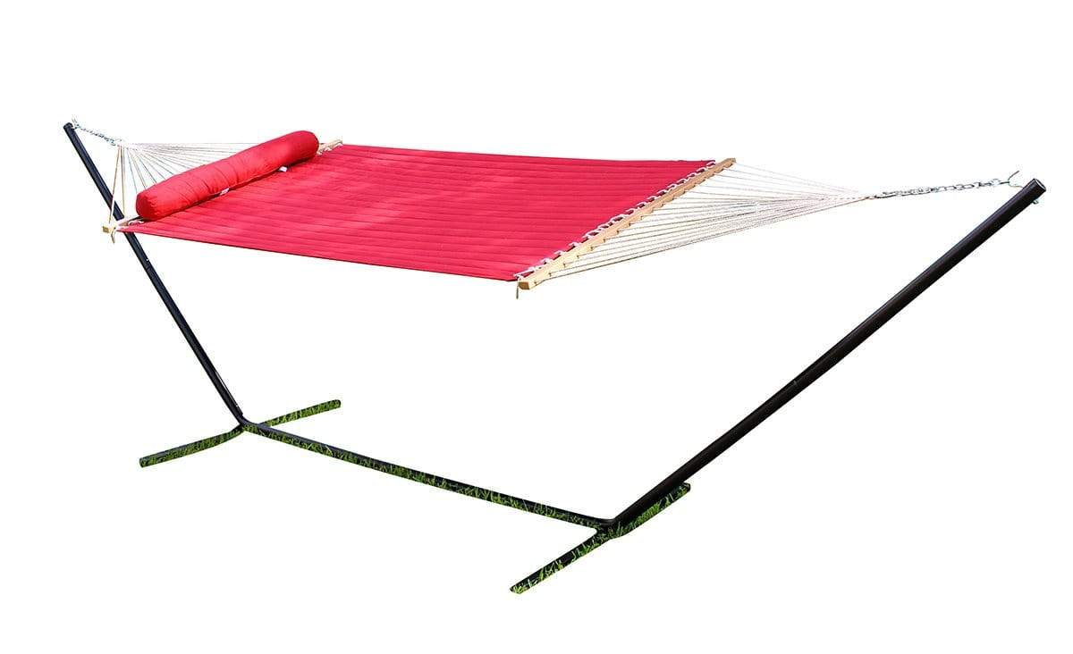 Hammock Universe Canada Olefin Double Quilted Hammock with Matching Pillow with 3-Beam Stand