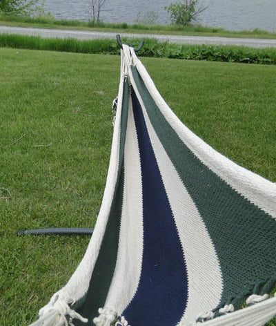 Hammock Universe Canada Nicaraguan Hammock with Universal Hammock Stand blue-white-and-green-stripes / ca 738447505122 NHD-BWGS+75121