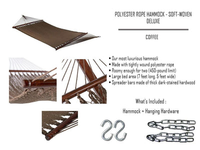 Deluxe Polyester Rope Hammock with Wicker Stand - Hammock Universe Canada