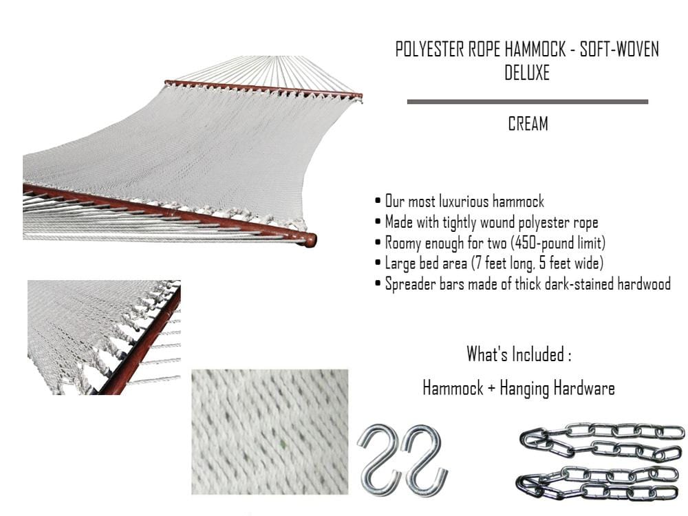 Deluxe Polyester Rope Hammock with Wicker Stand - Hammock Universe Canada
