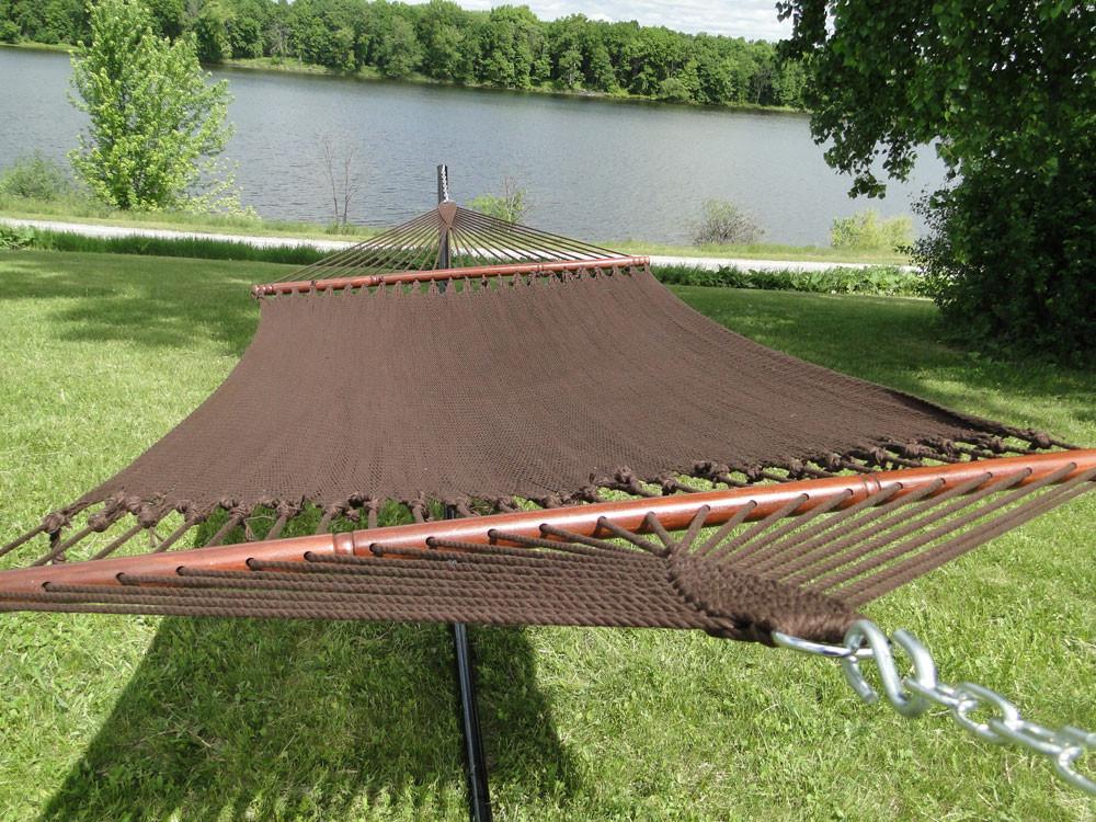 Deluxe Polyester Rope Hammock with Wicker Stand - Hammock Universe Canada