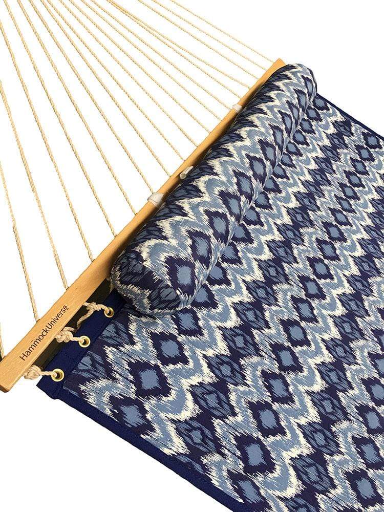 Hammock Universe Canada Deluxe Quilted Hammock with 15ft 3-Beam Steel Hammock Stand blue-white-patterns / ca QHD-BWP+15Beam-BLK