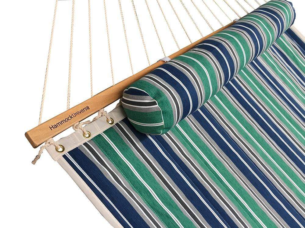 Hammock Universe Canada Deluxe Quilted Hammock with Bamboo Stand green-blue-grey-white-stripes / ca 794604045696 QHD-GBGW+BHS-C