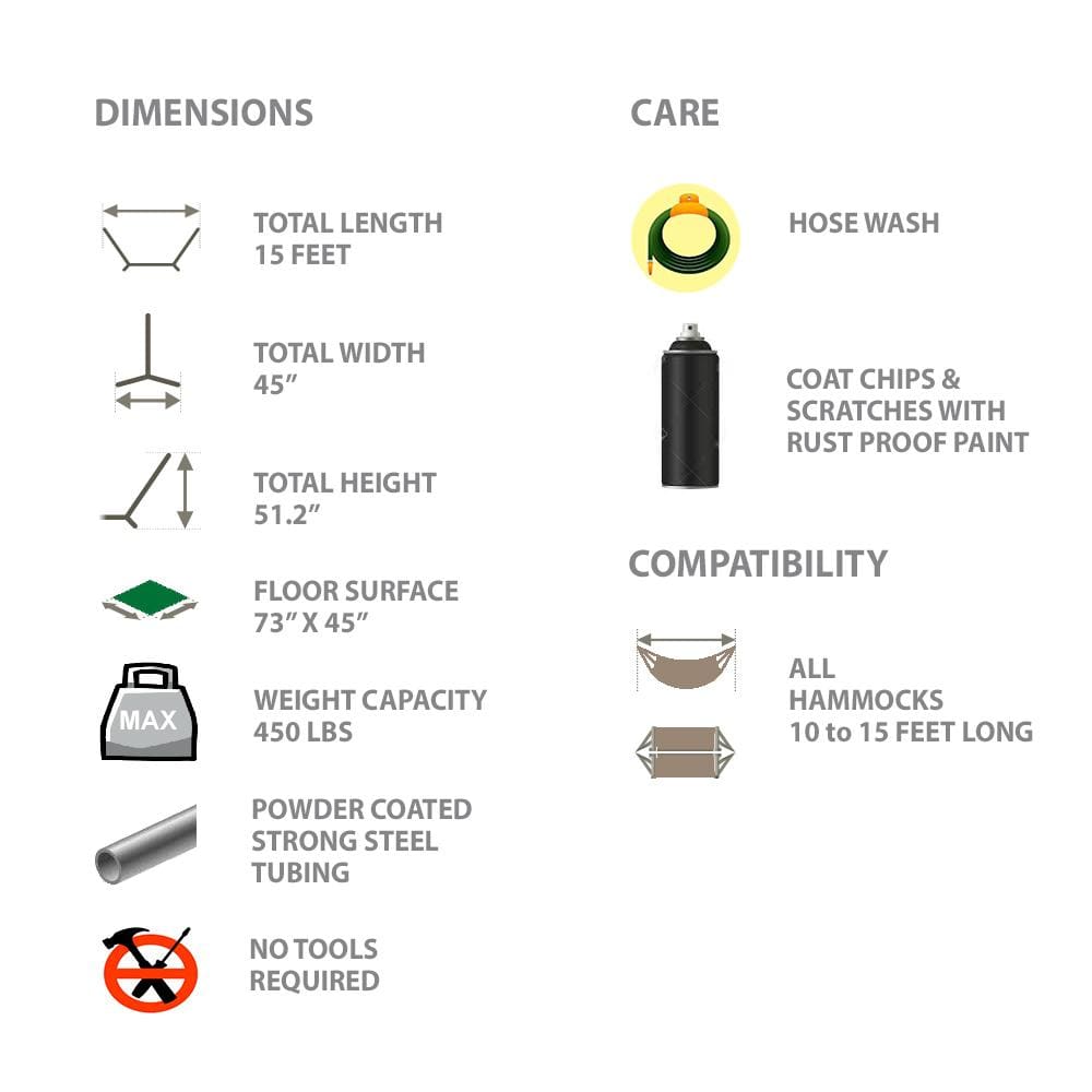 Hammock Universe Canada Single Layer Polyester Double Hammock with Matching Pillow - Quick Dry and 3-Beam Stand