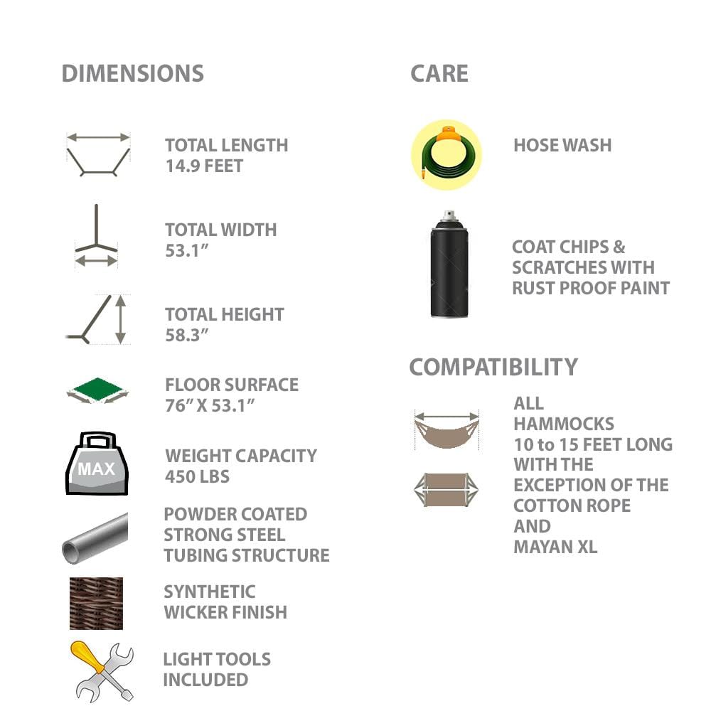 Deluxe Polyester Rope Hammock with Wicker Stand - Hammock Universe Canada