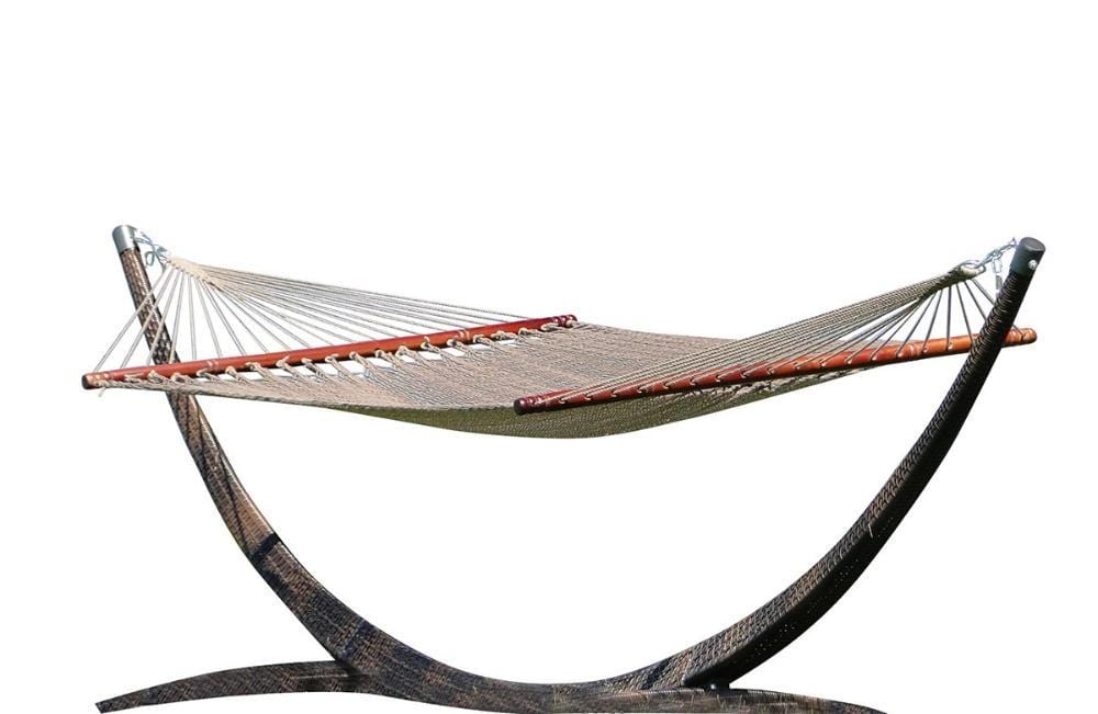 Deluxe Polyester Rope Hammock with Wicker Stand - Hammock Universe Canada