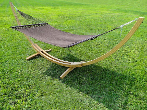 Deluxe Polyester Rope Hammock with Bamboo Stand