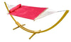 Hammock Universe Canada Olefin Double Quilted Hammock with Matching Pillow and Eco-Friendly Bamboo Stand red / ca 794604045740 QDOLE-RED+BHS-C